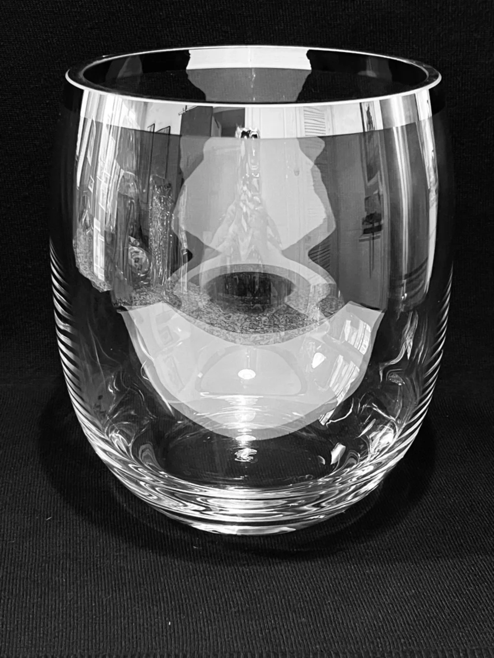 Crate & Barrel Crystal Vase or Champagne Basket Platinum Rim 8.25” Poland